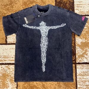 Black T-Shirt with White Graphic Design